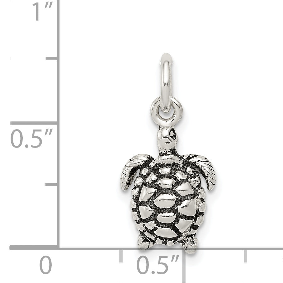 Sterling Silver Antiqued Turtle Charm