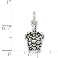 Antiqued Sterling Silver Turtle Charm Pendant with Open Back Design