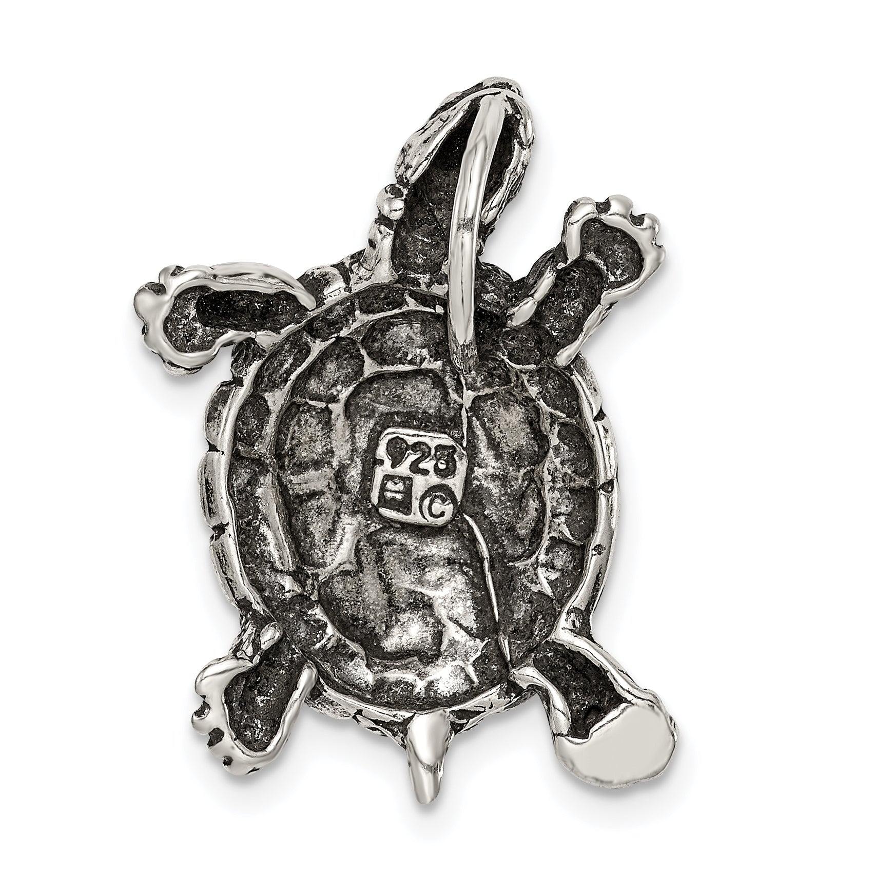 Sterling Silver 925 Antiqued Turtle Pendant Solid Vintage Style by Sophia Jewelers