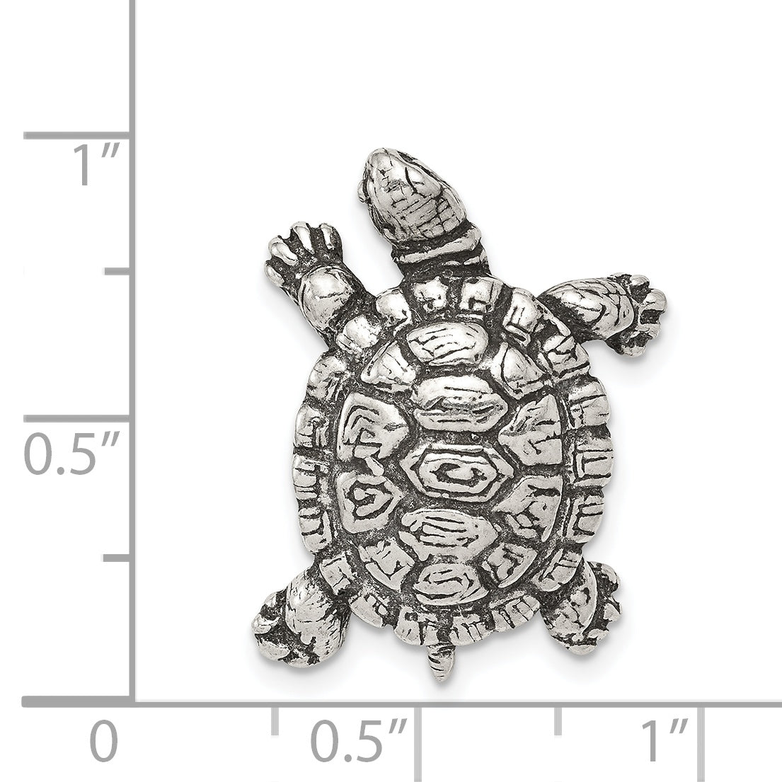 Sterling Silver 925 Antiqued Turtle Pendant Solid Vintage Style by Sophia Jewelers