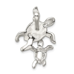 Sophia Jewelers Sterling Silver Opal Turtle Pendant with Rhodium Finish