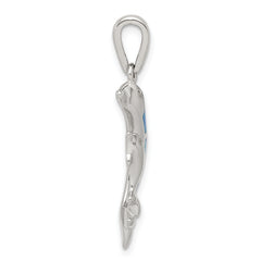 Sterling Silver Rhodium-Plated Opal Dolphin Pendant Elegant Ocean-Themed Charm