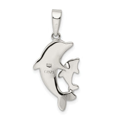 Sterling Silver Rhodium-Plated Opal Dolphin Pendant Elegant Ocean-Themed Charm