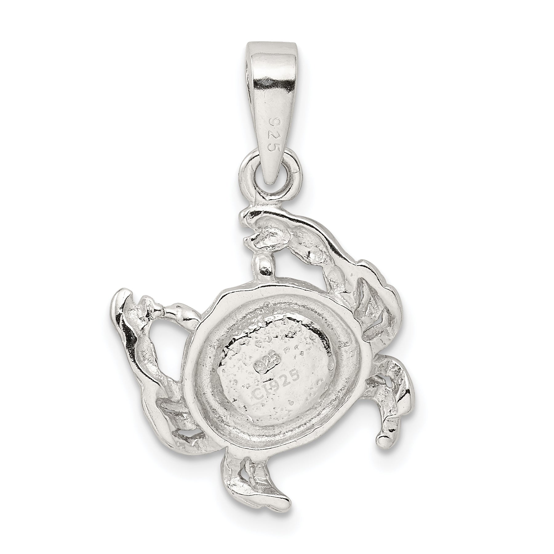 Sophia Jewelers Sterling Silver Opal Inlay Crab Pendant with Rhodium Polish