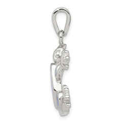 Sterling Silver Opal Frog Pendant with Rhodium Plated Finish