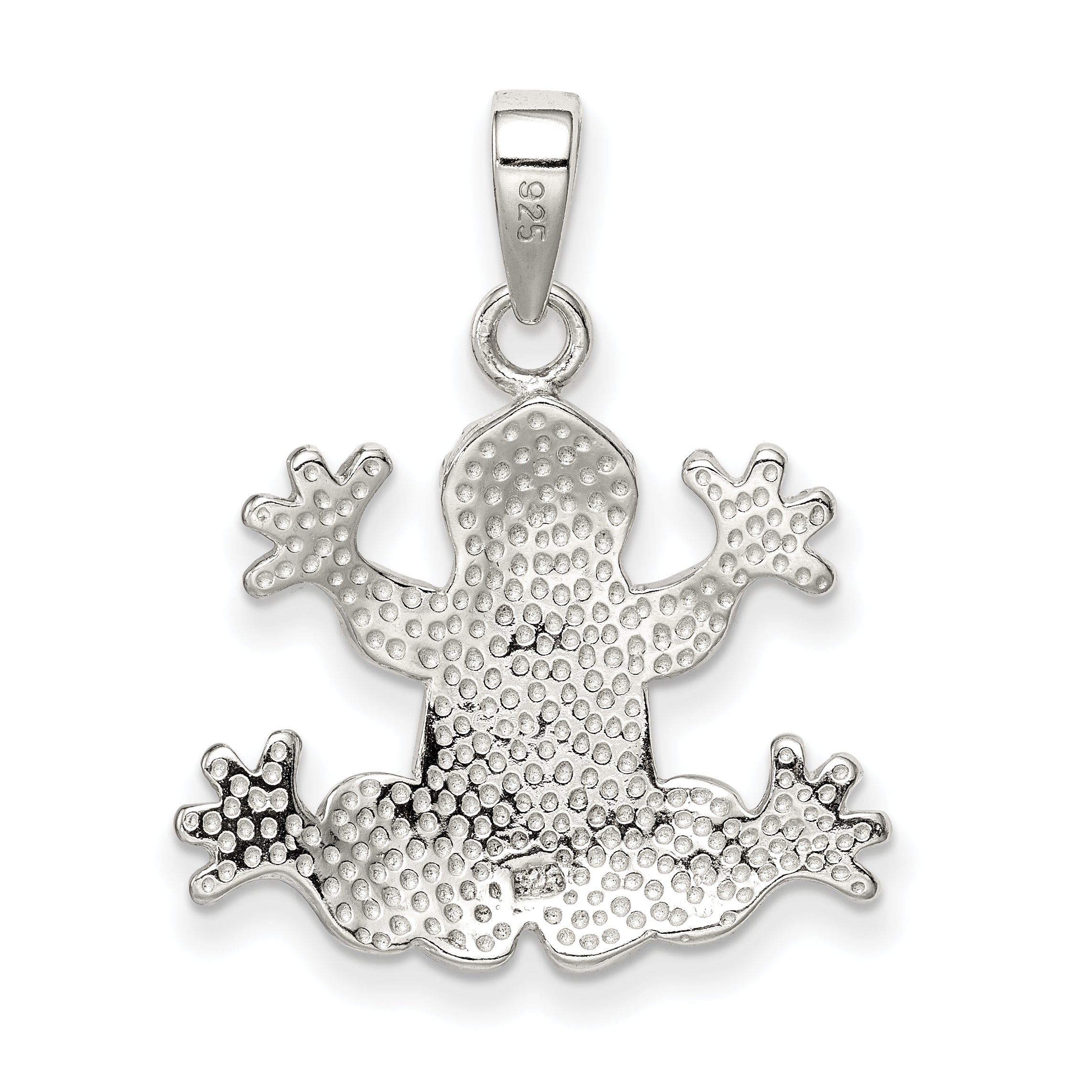 Sterling Silver Opal Frog Pendant with Rhodium Plated Finish