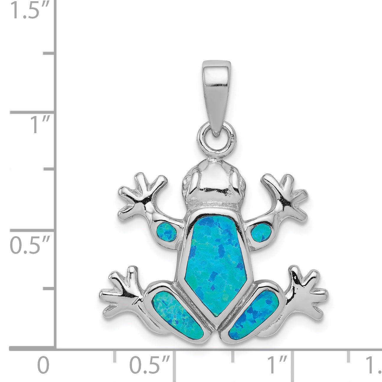 Sterling Silver Opal Frog Pendant with Rhodium Plated Finish