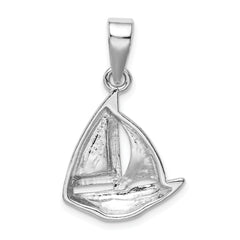 Sophia Jewelers Sterling Silver Opal Sailboat Pendant with Rhodium Polish