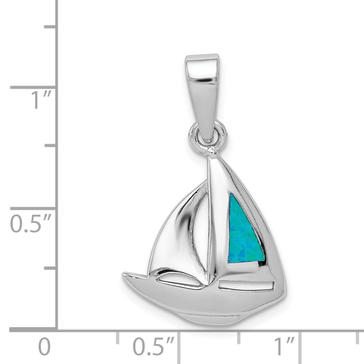 Sophia Jewelers Sterling Silver Opal Sailboat Pendant with Rhodium Polish