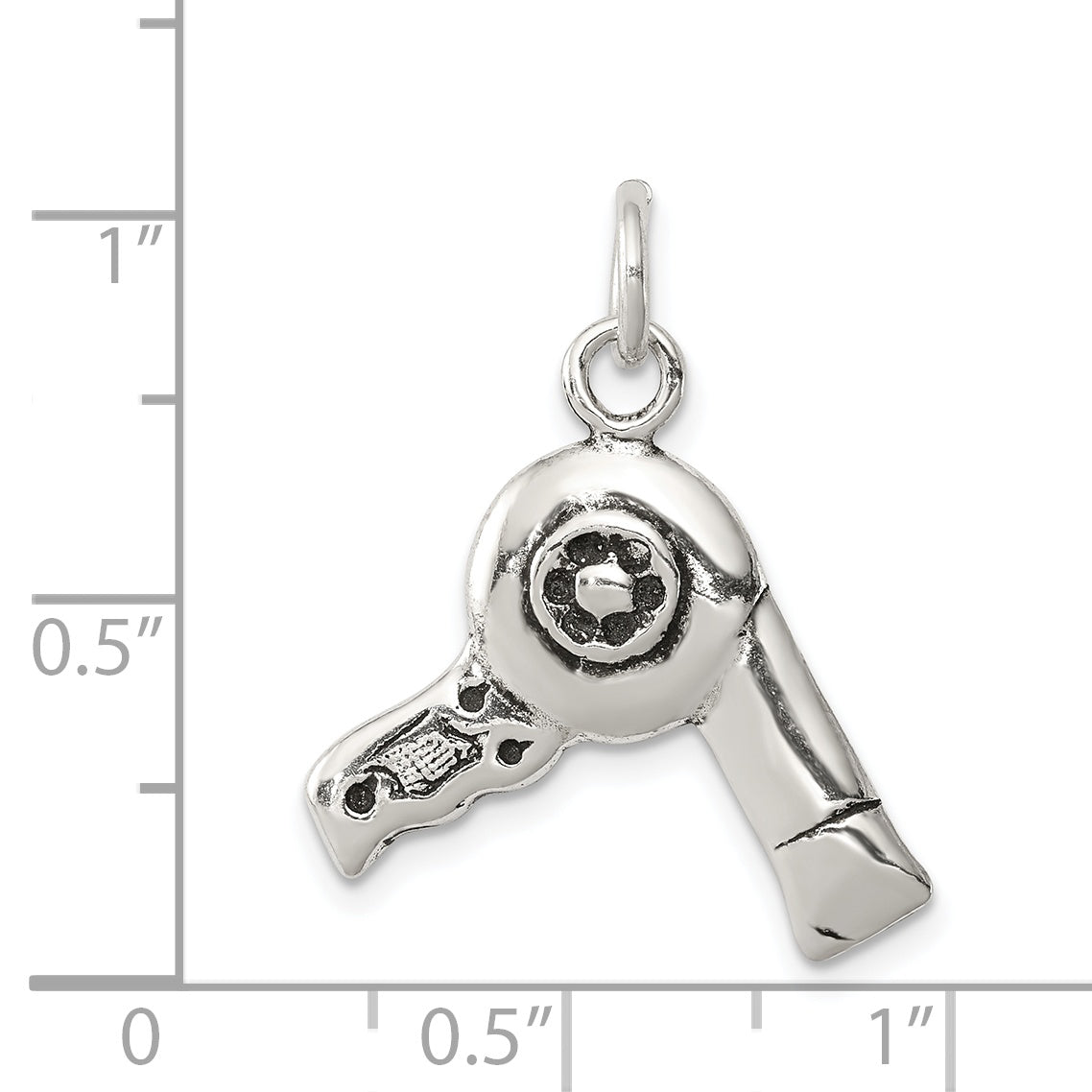 Sterling Silver Antiqued Hairdryer Charm