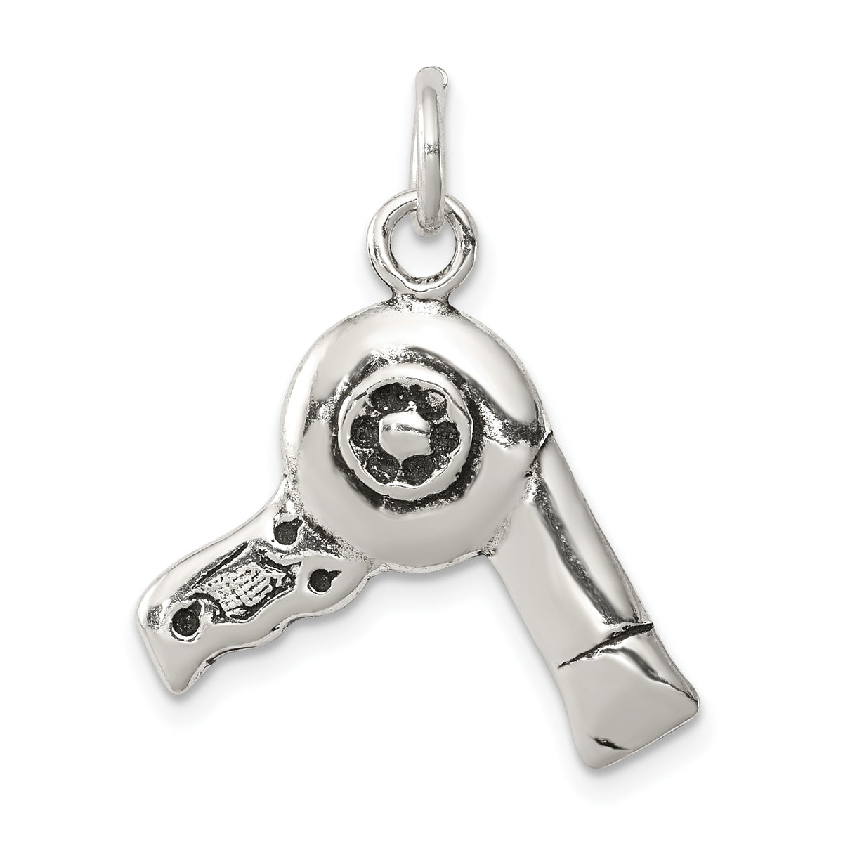 Sterling Silver Antiqued Hairdryer Charm