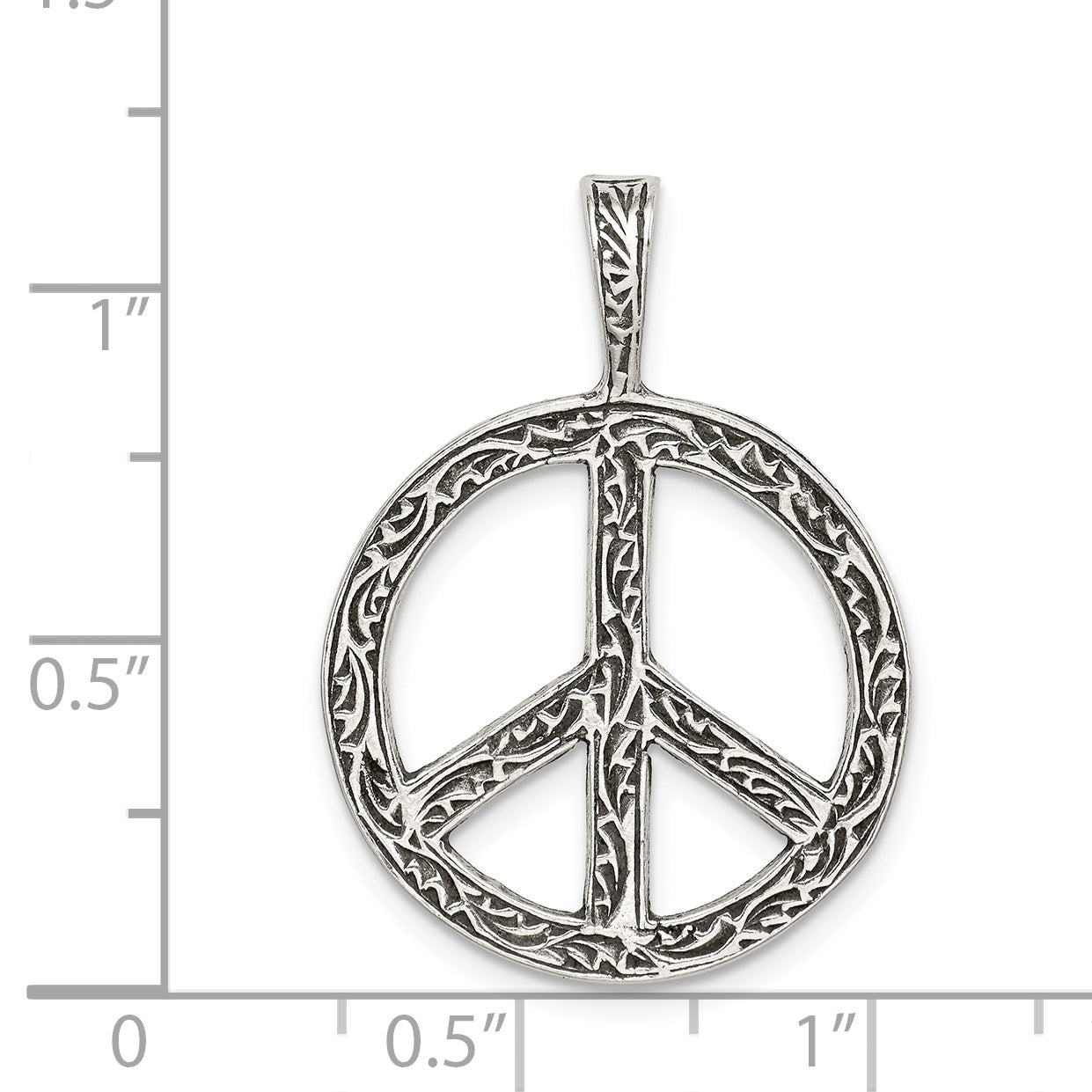 Sterling Silver Antiqued Peace Sign Charm