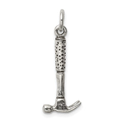 Sterling Silver 925 Hammer Charm with Antiqued Finish 3D Vintage Style