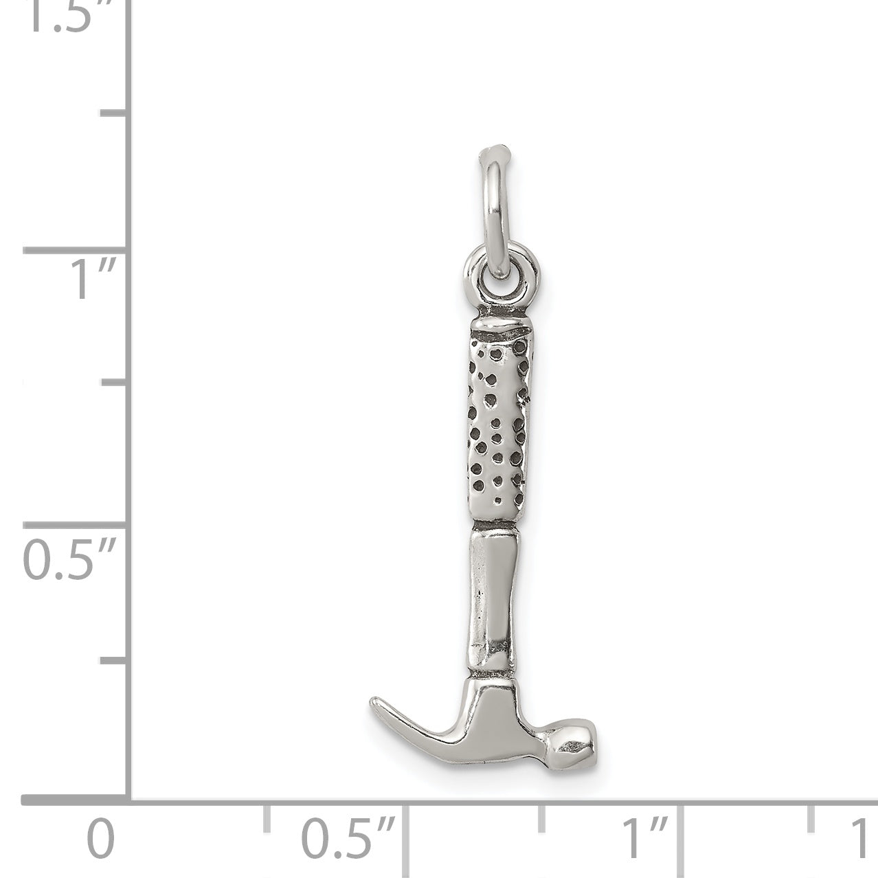 Sterling Silver 925 Hammer Charm with Antiqued Finish 3D Vintage Style