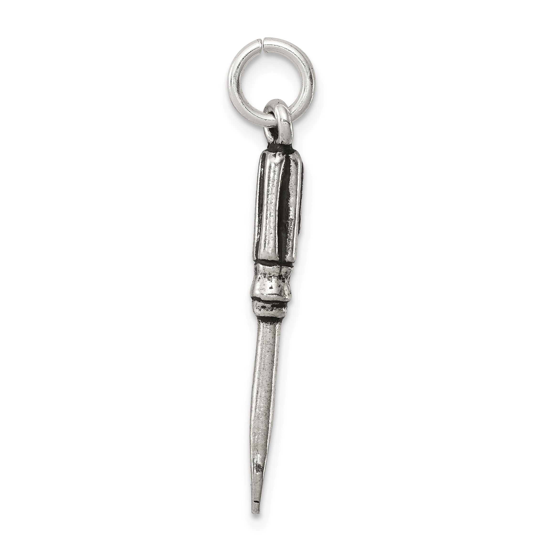 Sterling Silver 925 Antiqued Screwdriver Charm with 3D Solid Design