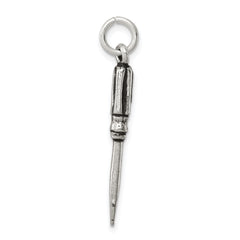 Sterling Silver 925 Antiqued Screwdriver Charm with 3D Solid Design