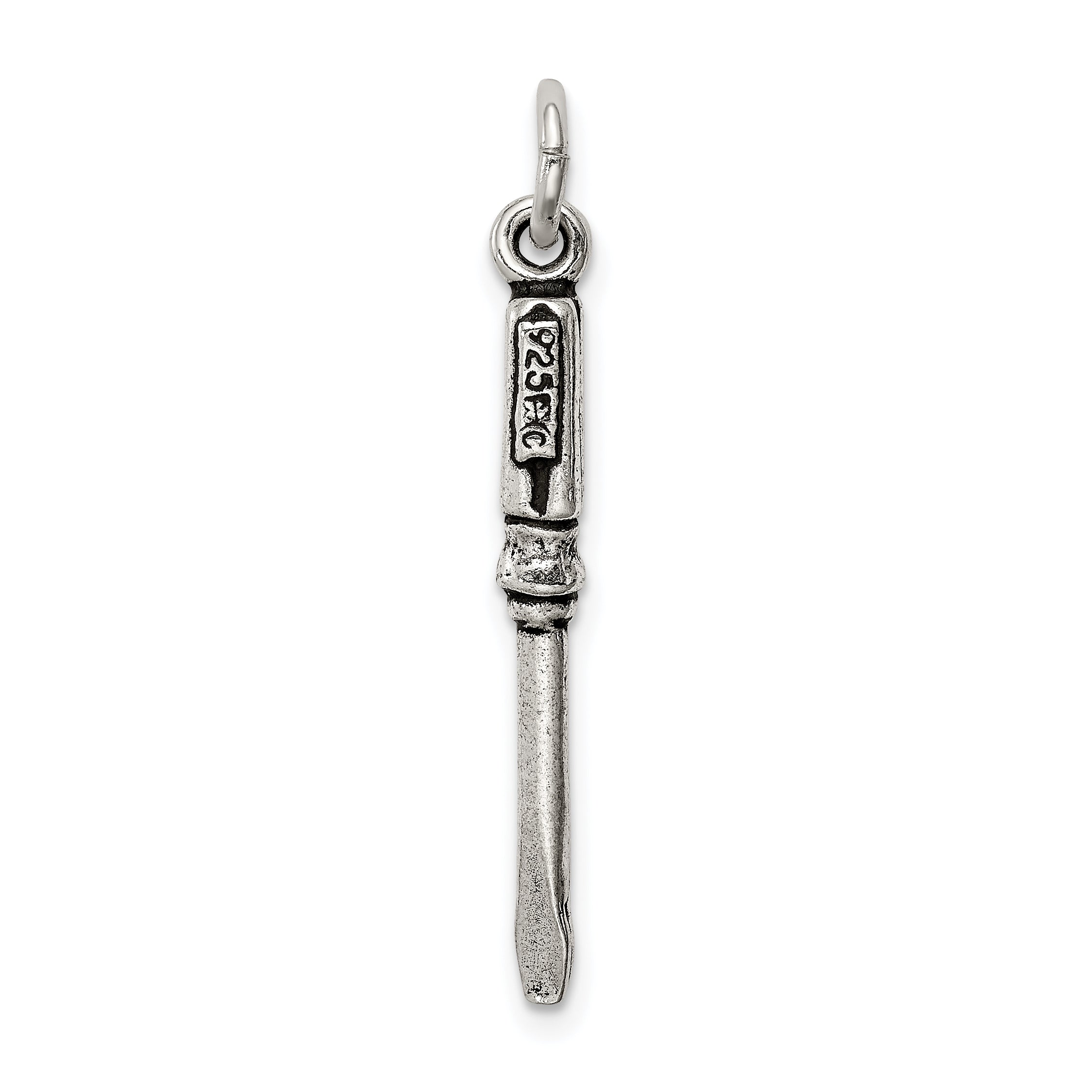 Sterling Silver 925 Antiqued Screwdriver Charm with 3D Solid Design