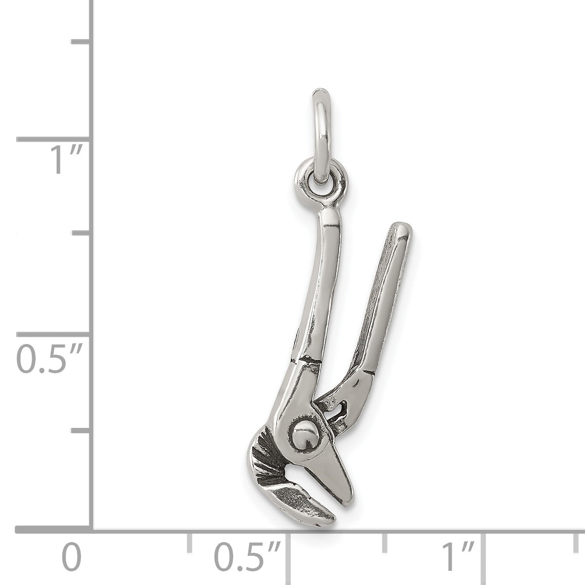 Sterling Silver 925 Antiqued Pliers Charm with 3D Design Sophia Jewelers