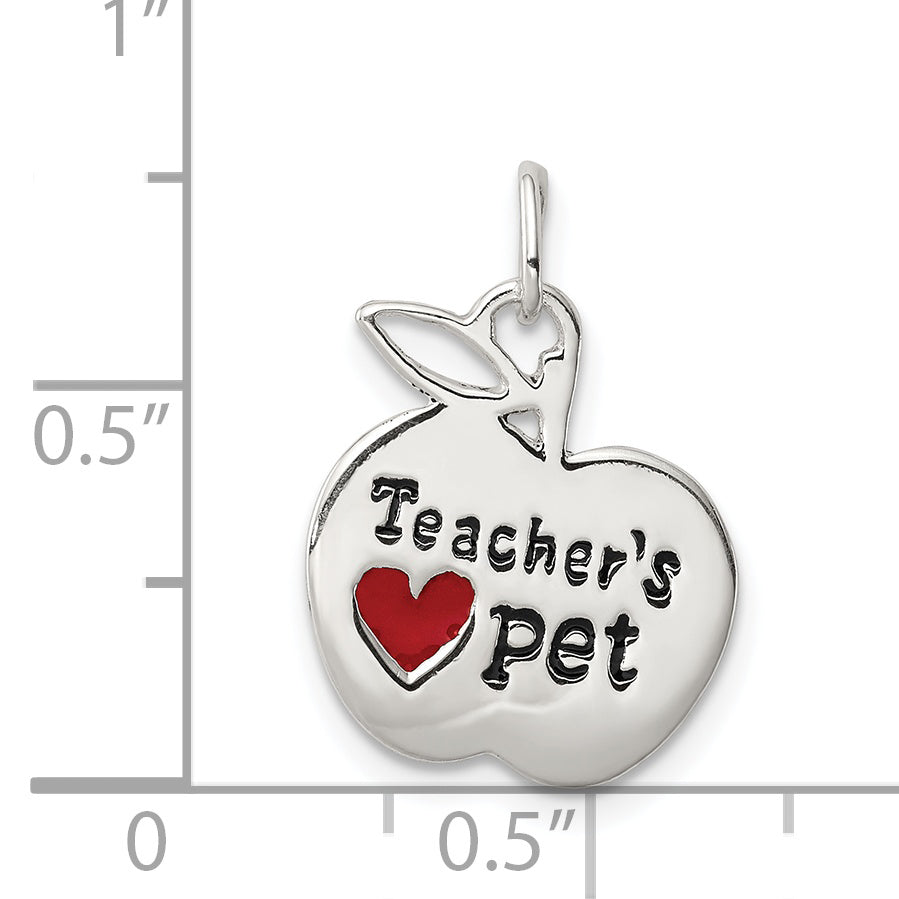 Sterling Silver 925 Polished Teacher's Pet Pendant with Anti-Tarnish Coating