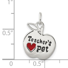 Sterling Silver 925 Polished Teacher's Pet Pendant with Anti-Tarnish Coating