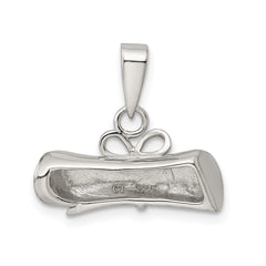 Sterling Silver Rhodium-plated Rolled-Up Diploma Charm