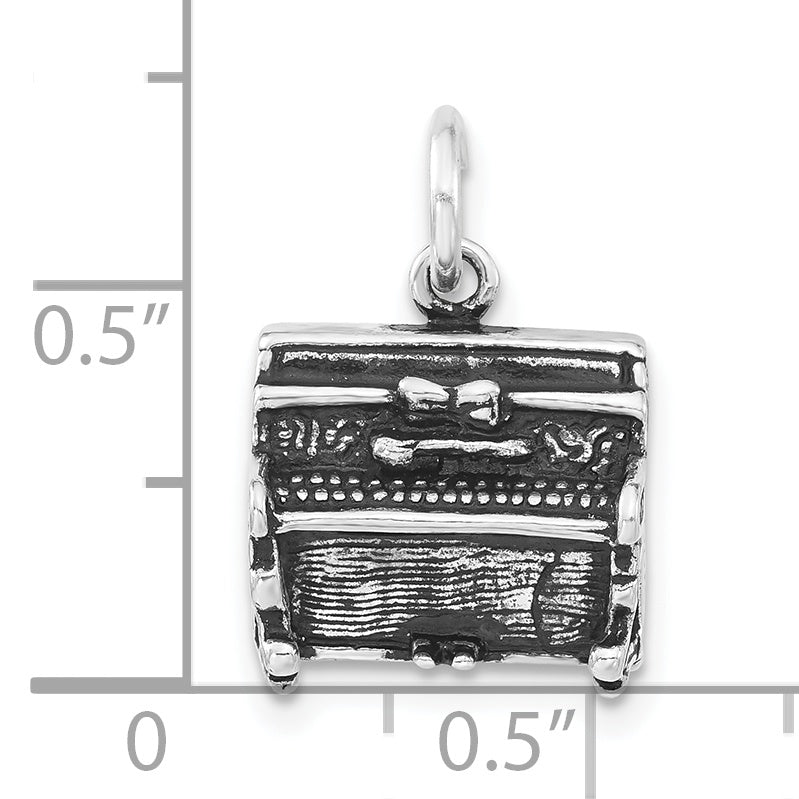 Sterling Silver 3-D Antiqued Piano Charm