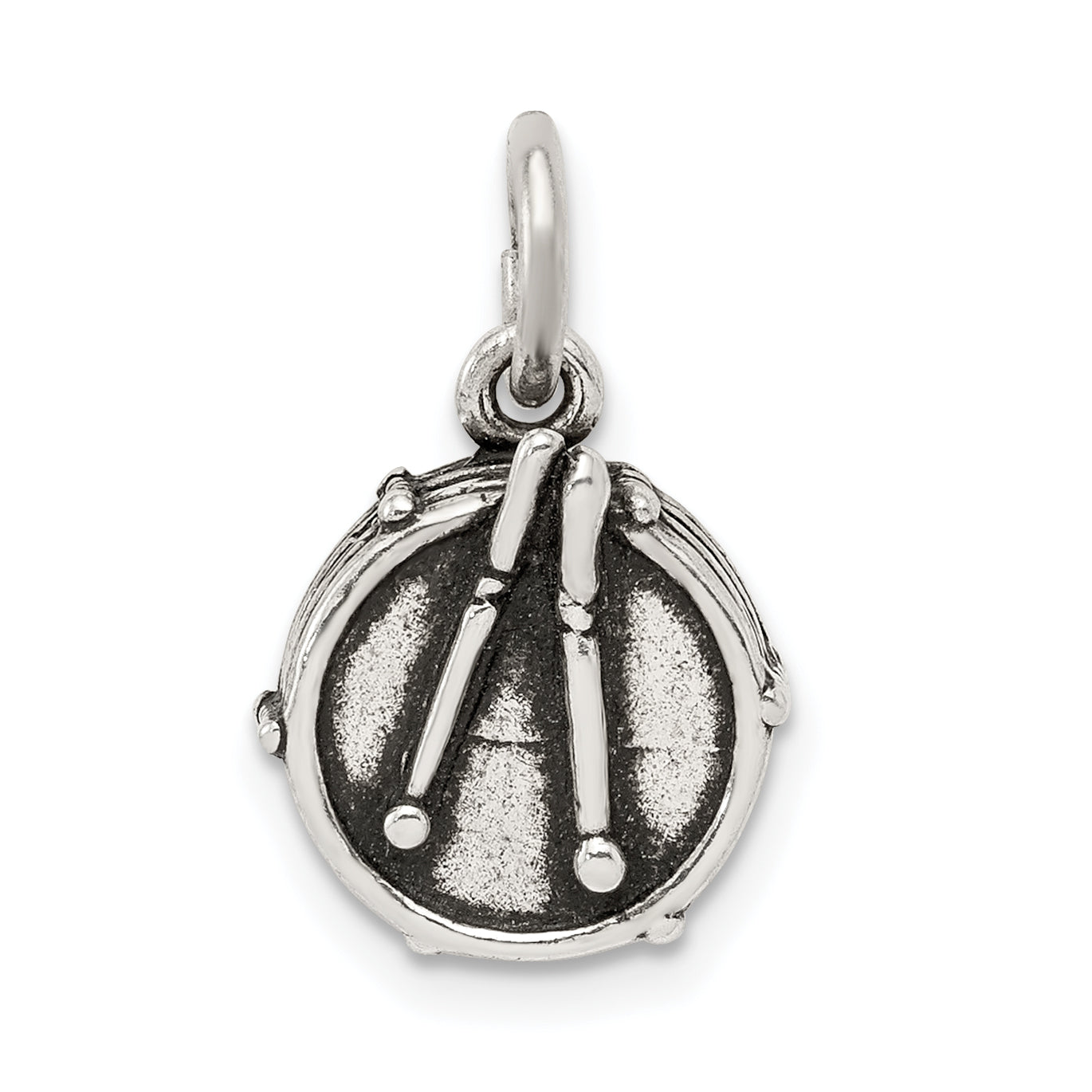 Sterling Silver Antiqued Drum Charm