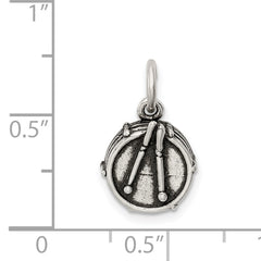 Sterling Silver Antiqued Drum Charm