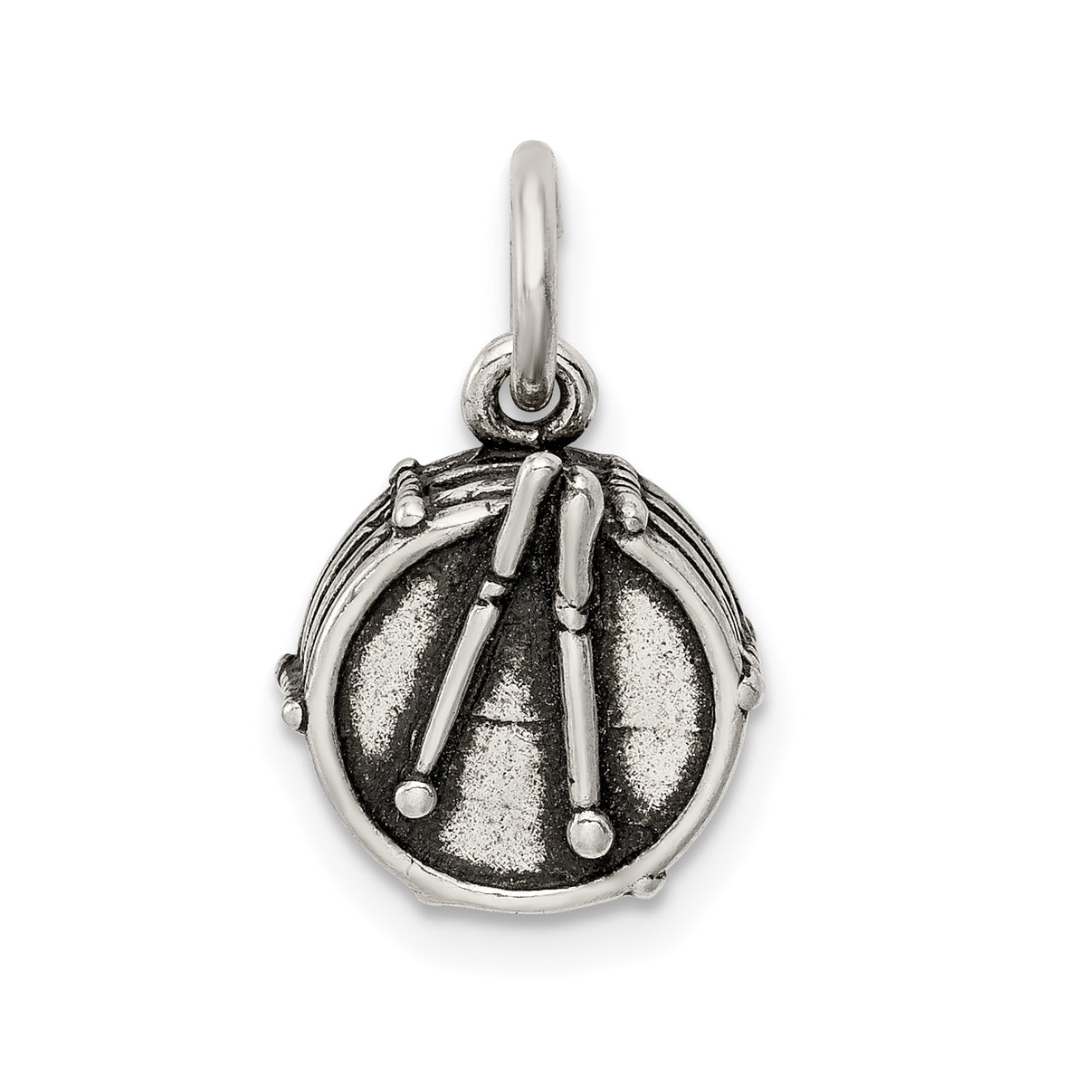 Sterling Silver Antiqued Drum Charm