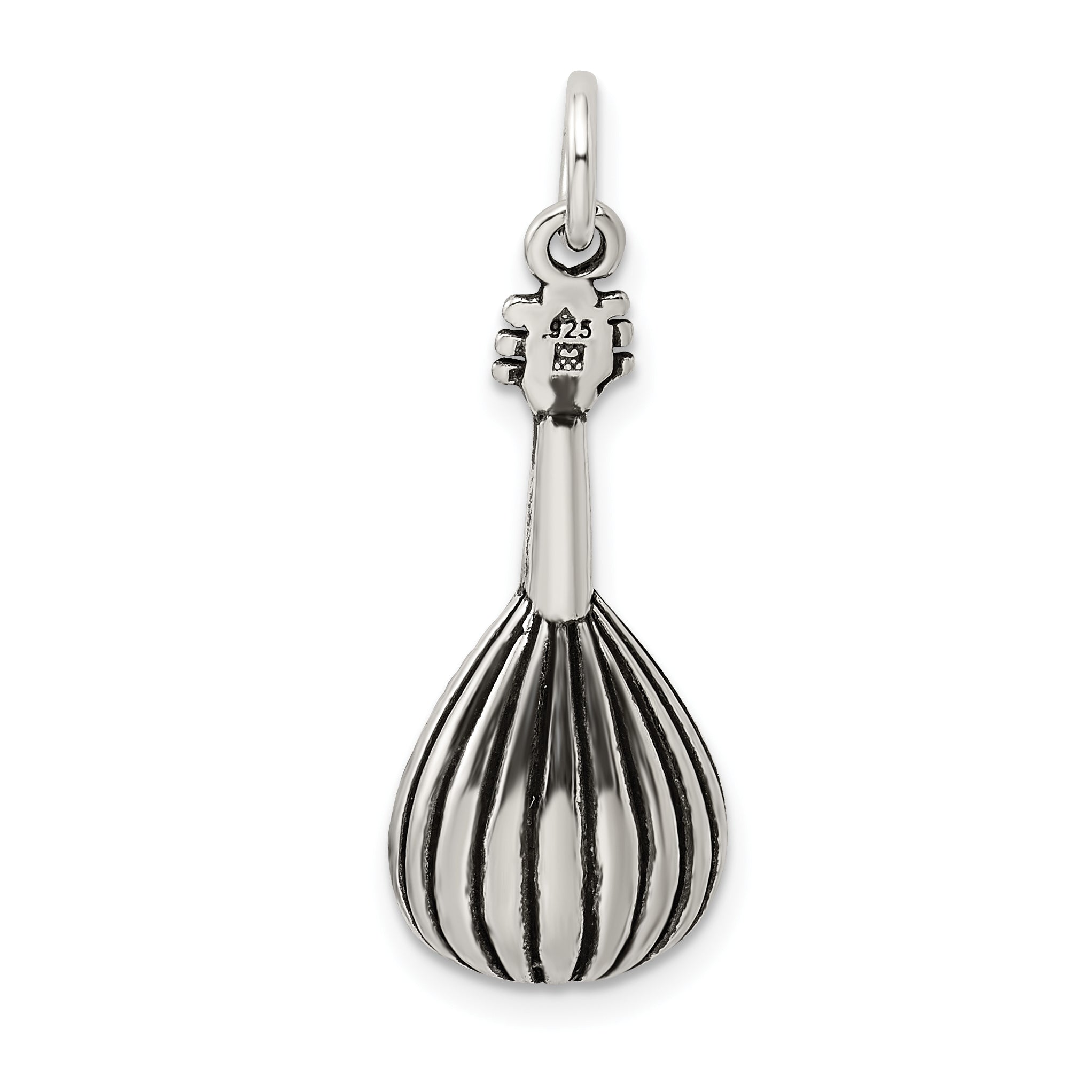 Sterling Silver Antiqued Mandolin Charm