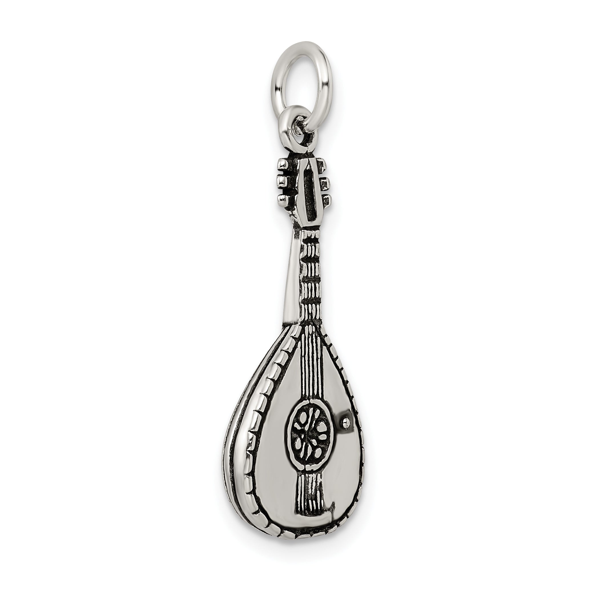 Sterling Silver Antiqued Mandolin Charm