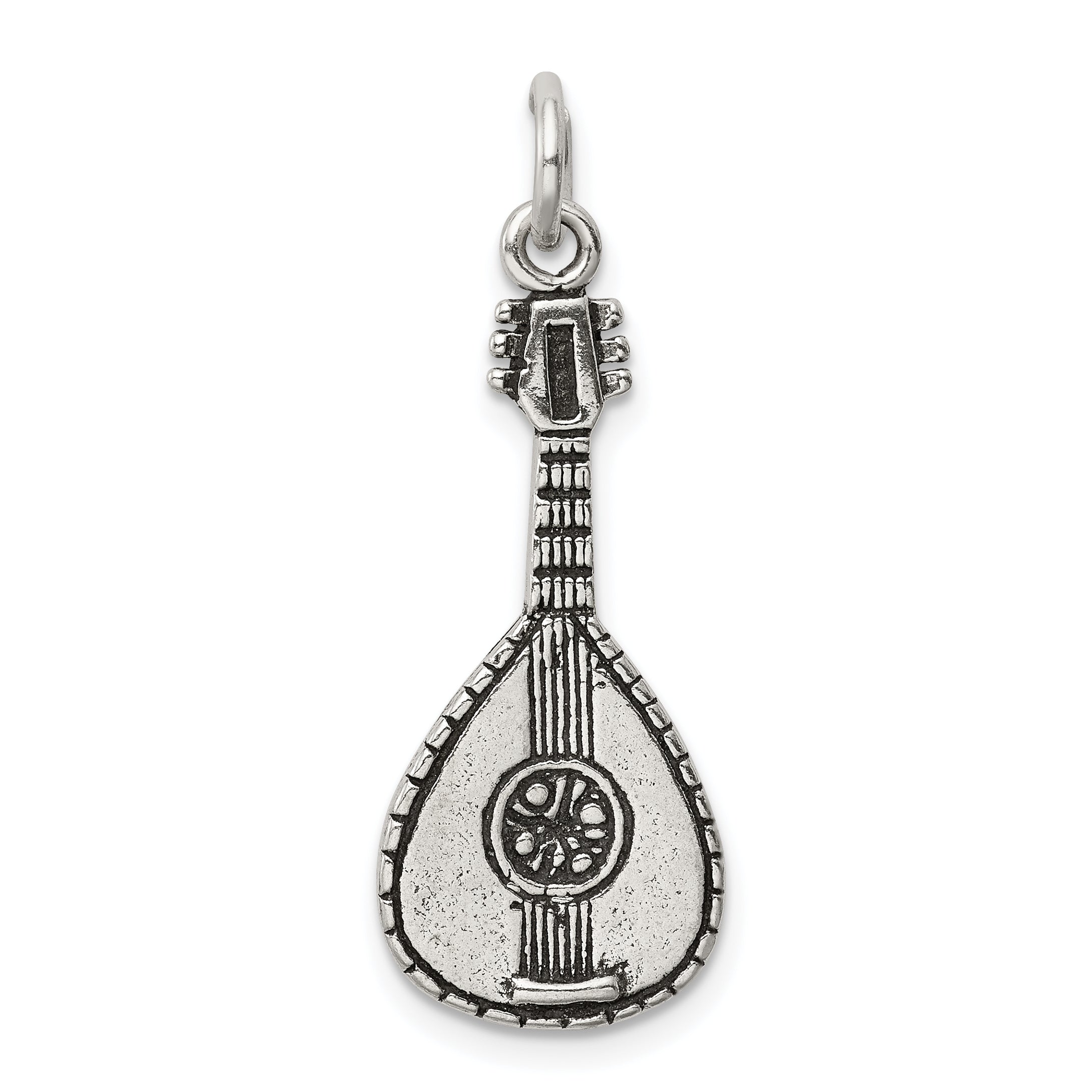 Sterling Silver Antiqued Mandolin Charm