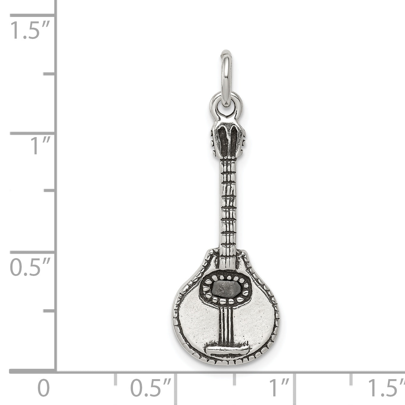 Sophia Jewelers Sterling Silver 925 Antiqued Mandolin Charm Vintage-Inspired Pendant