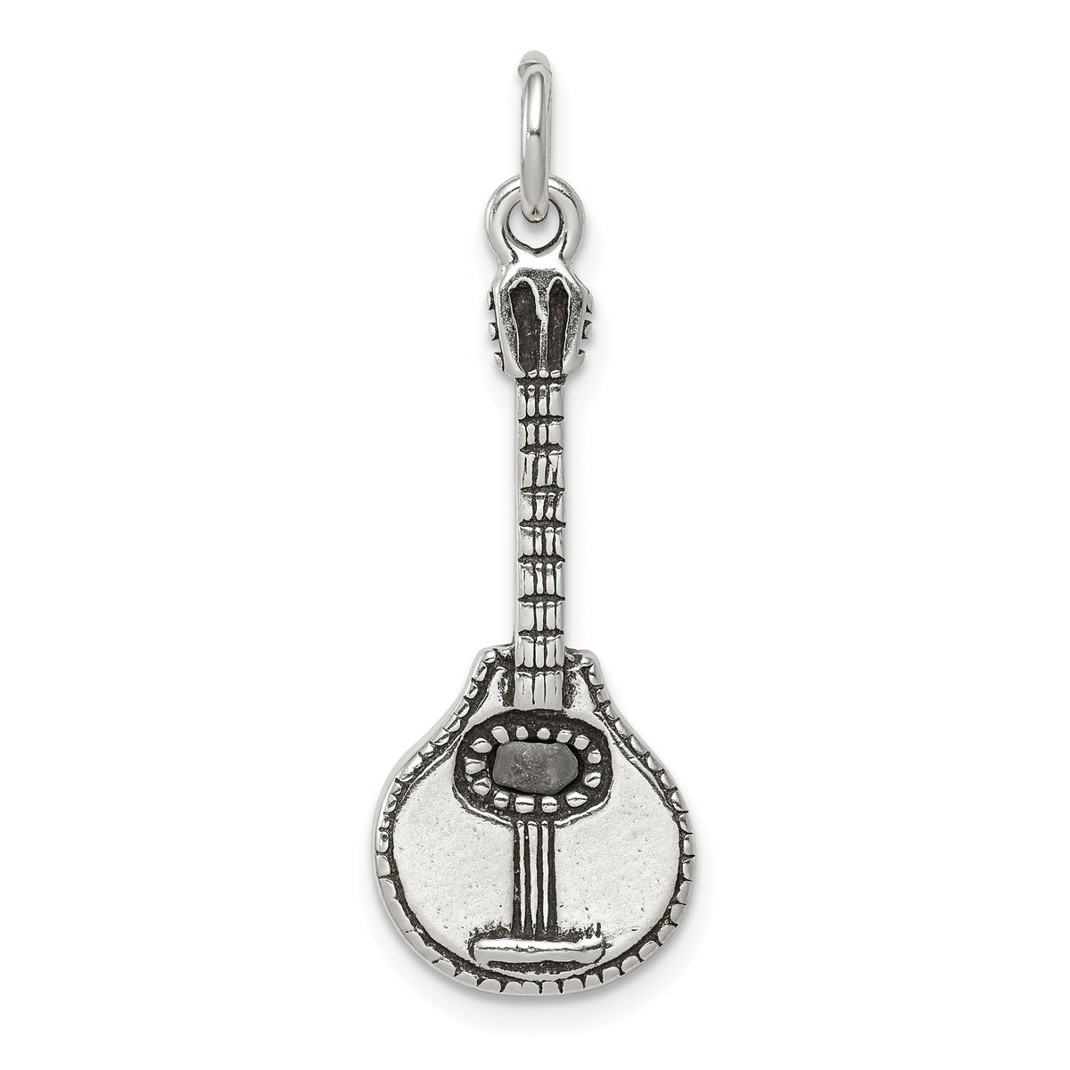 Sterling Silver Antiqued Mandolin Charm