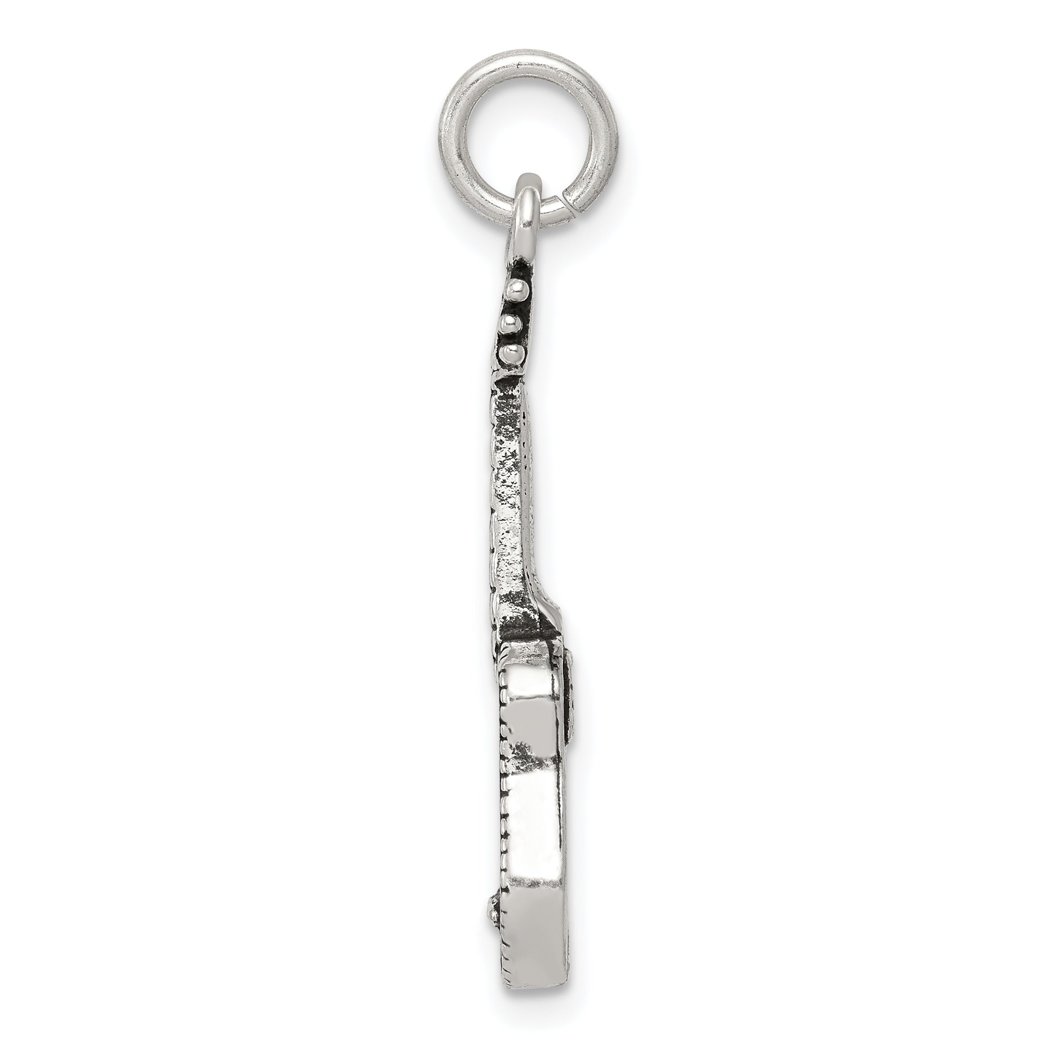 Sophia Jewelers 925 Sterling Silver Antiqued Guitar Charm Pendant