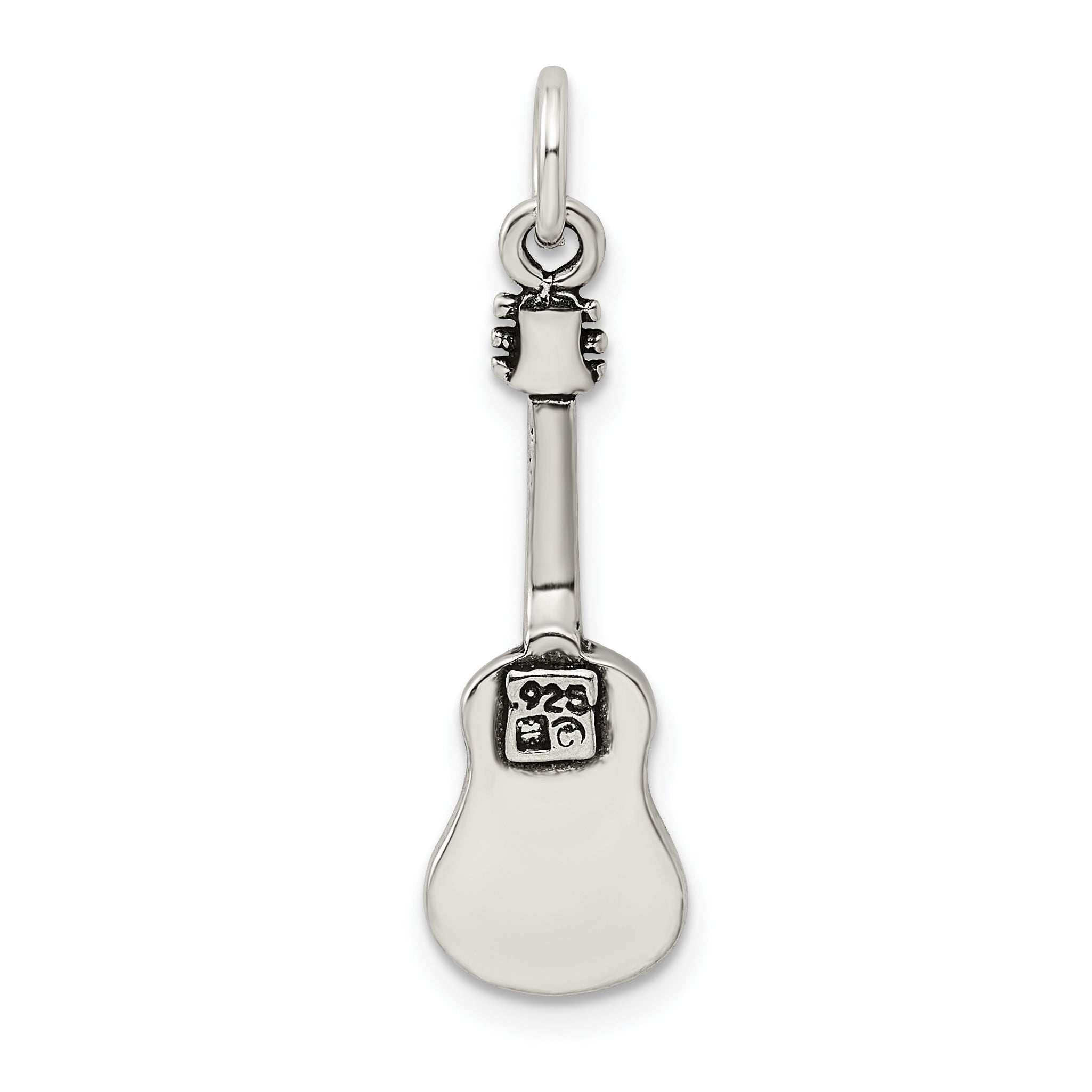 Sophia Jewelers 925 Sterling Silver Antiqued Guitar Charm Pendant