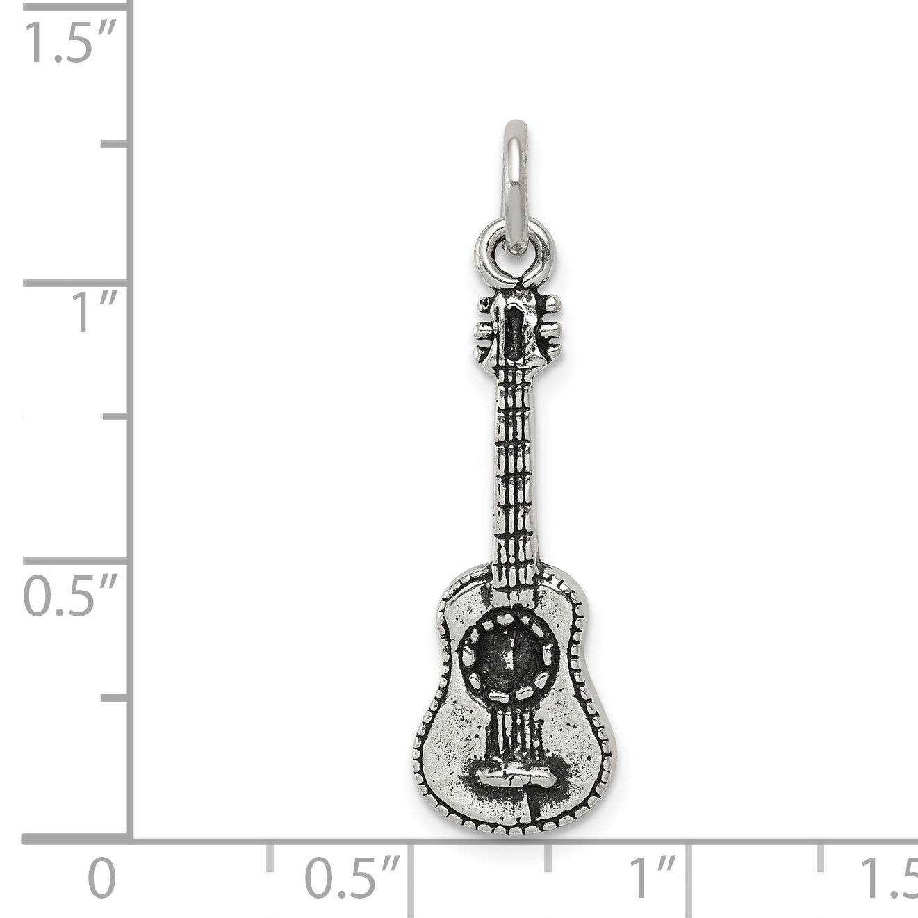 Sophia Jewelers 925 Sterling Silver Antiqued Guitar Charm Pendant