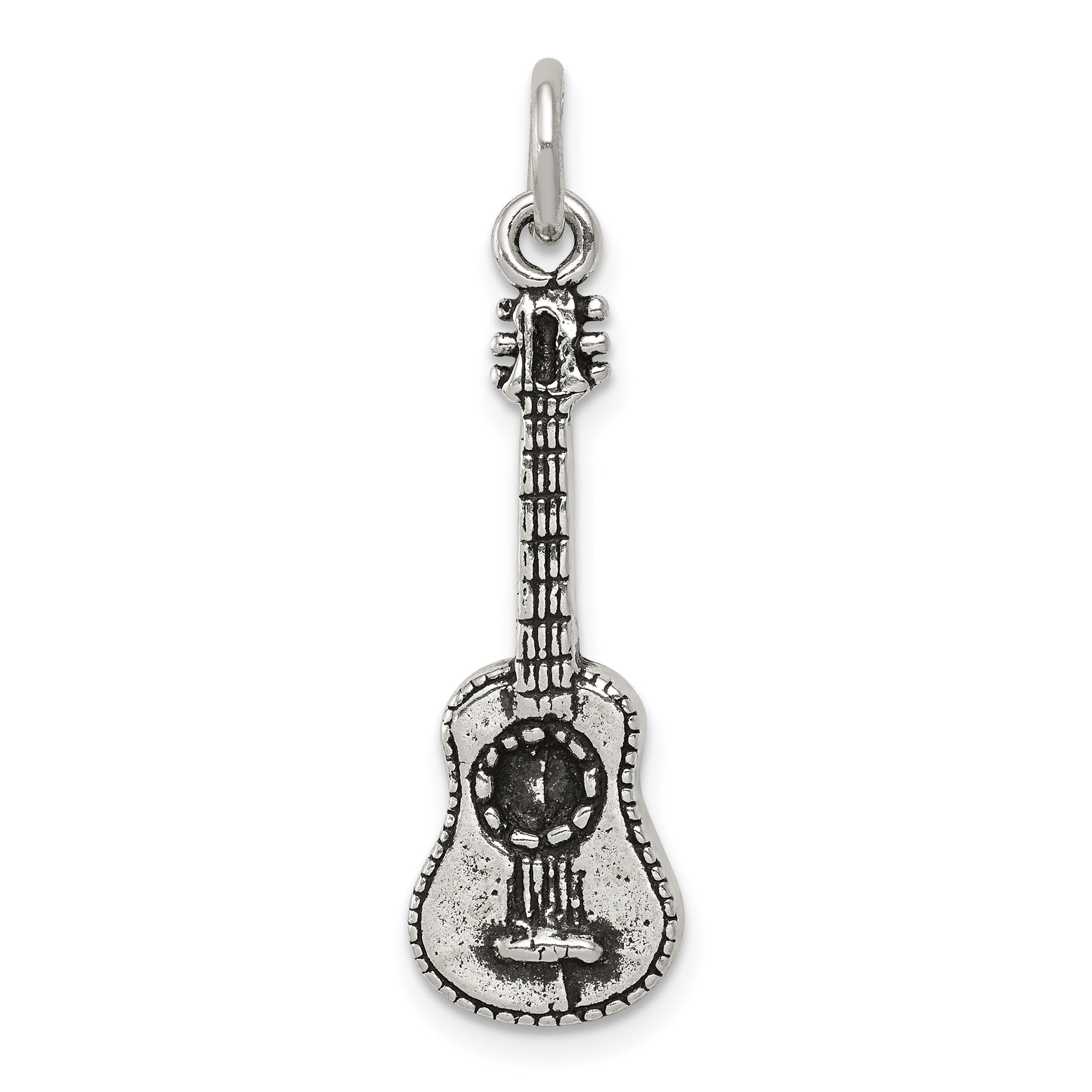 Sterling Silver Antiqued Acoustic Guitar Charm