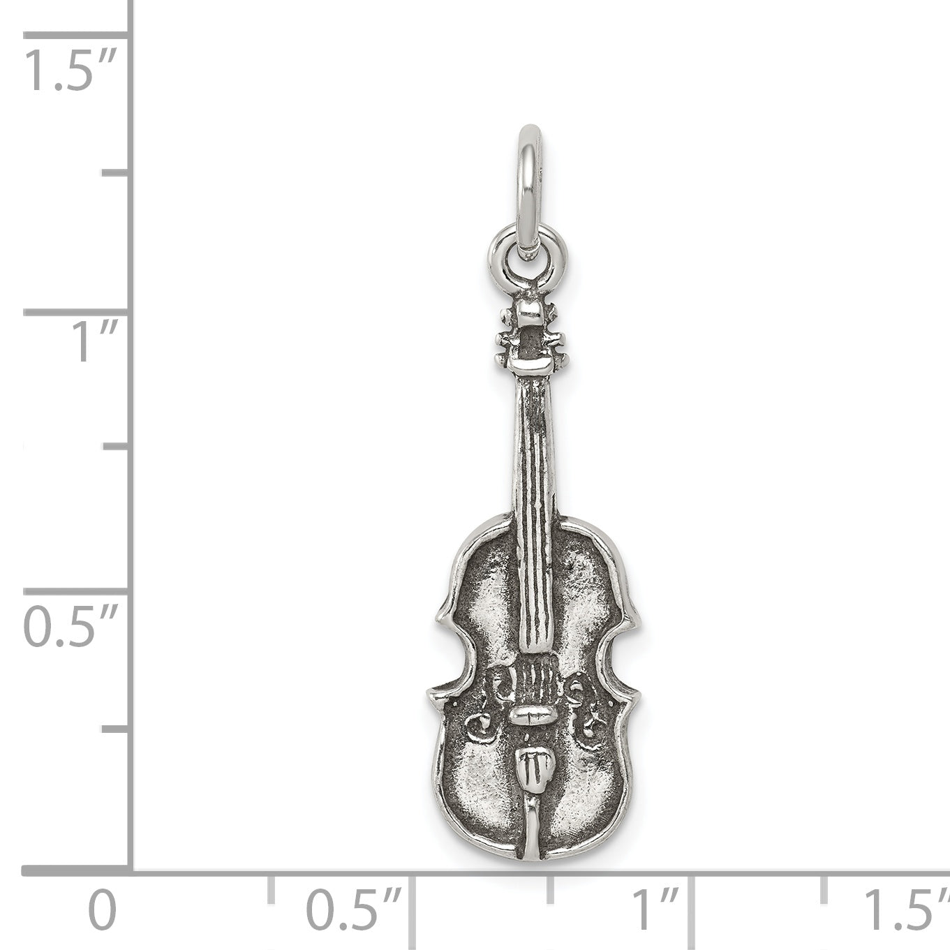 Sophia Jewelers 925 Sterling Silver Antiqued 3D Viola Charm Pendant