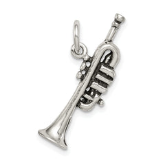 Sterling Silver Antiqued Trumpet Charm