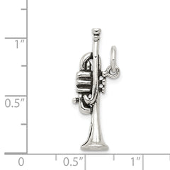 Sterling Silver Antiqued Trumpet Charm