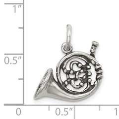 Sterling Silver Antiqued French Horn Charm