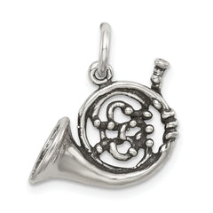 Sterling Silver Antiqued French Horn Charm