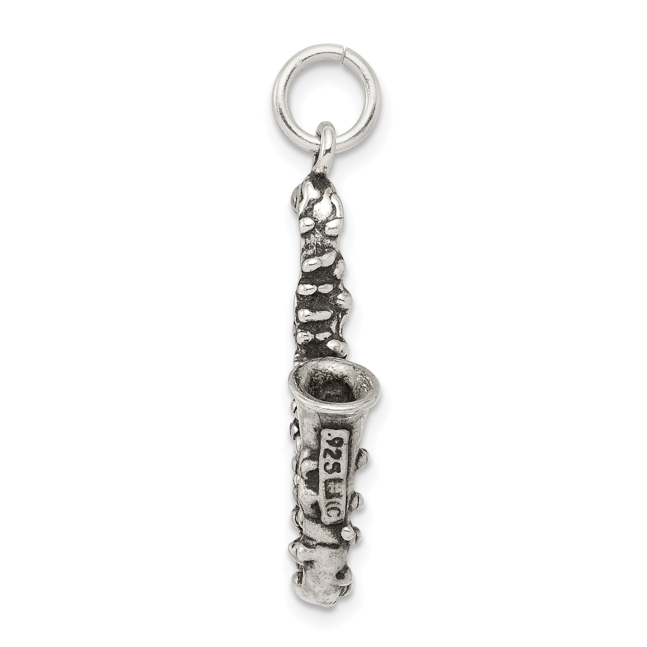 Sterling Silver Antiqued Saxophone Charm