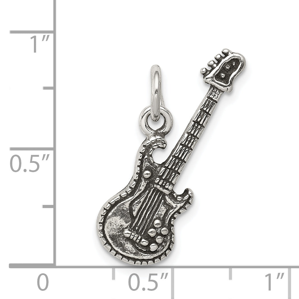 Sterling Silver Antiqued Electric Guitar Charm