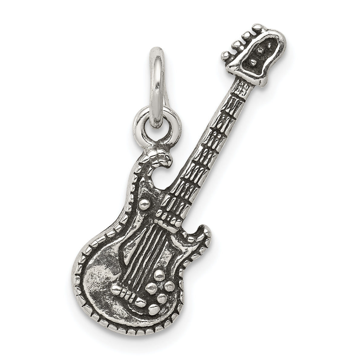 Sterling Silver Antiqued Electric Guitar Charm