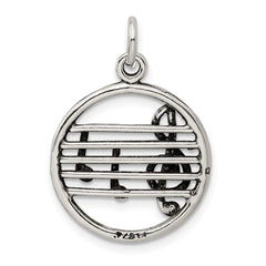 Sterling Silver 925 Antiqued Music Staff Charm with Vintage Elegance