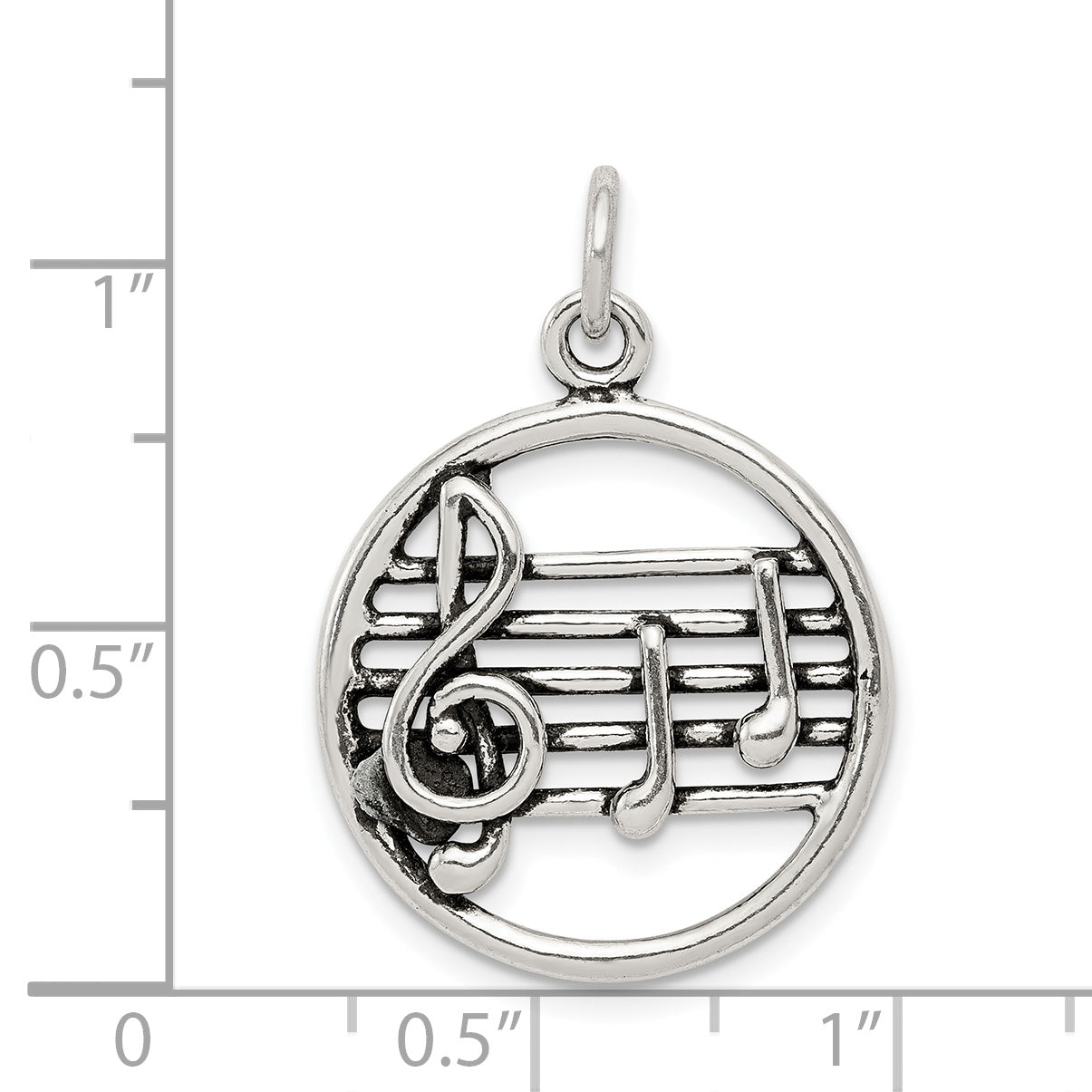 Sterling Silver 925 Antiqued Music Staff Charm with Vintage Elegance