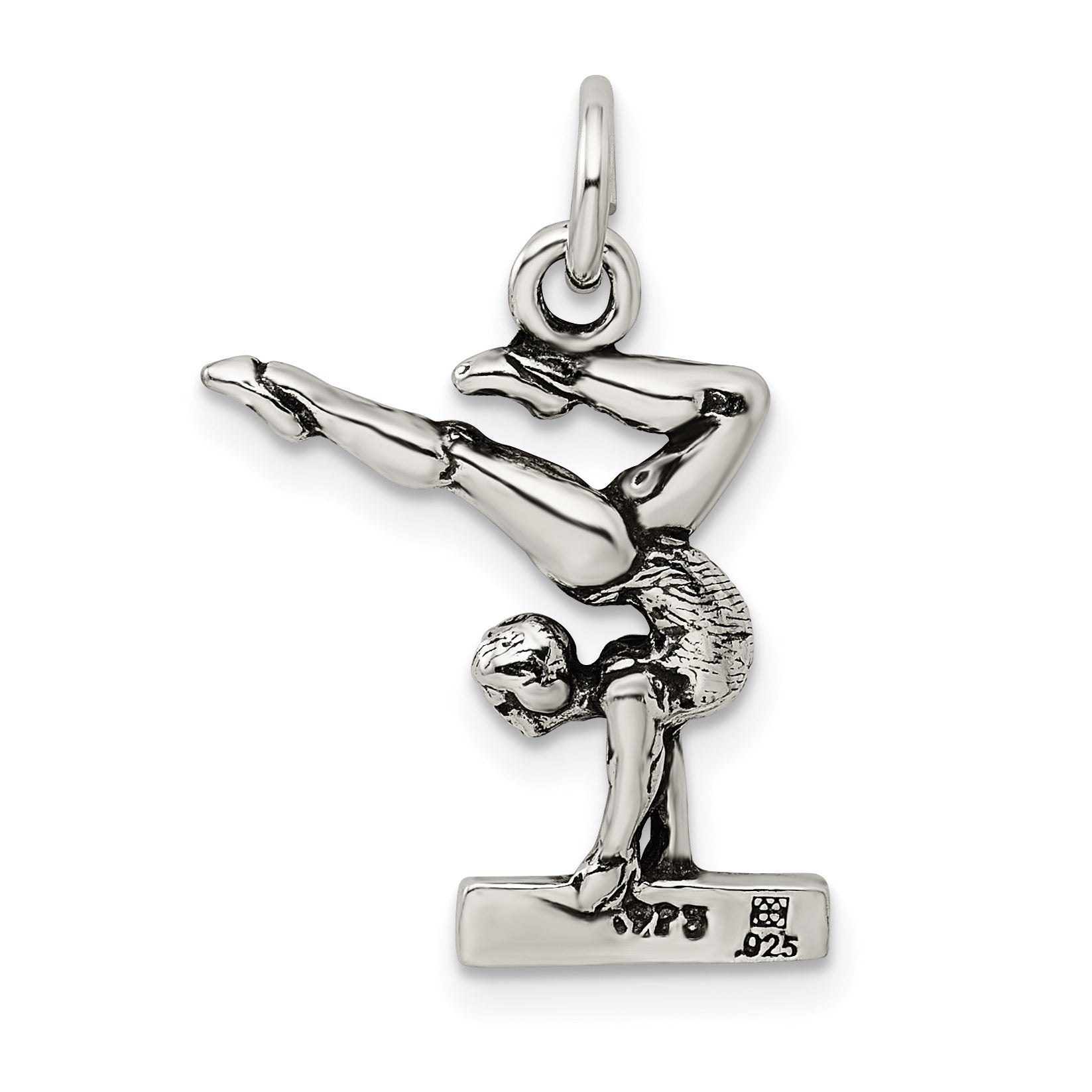 Sterling Silver Antiqued Gymnasts Charm