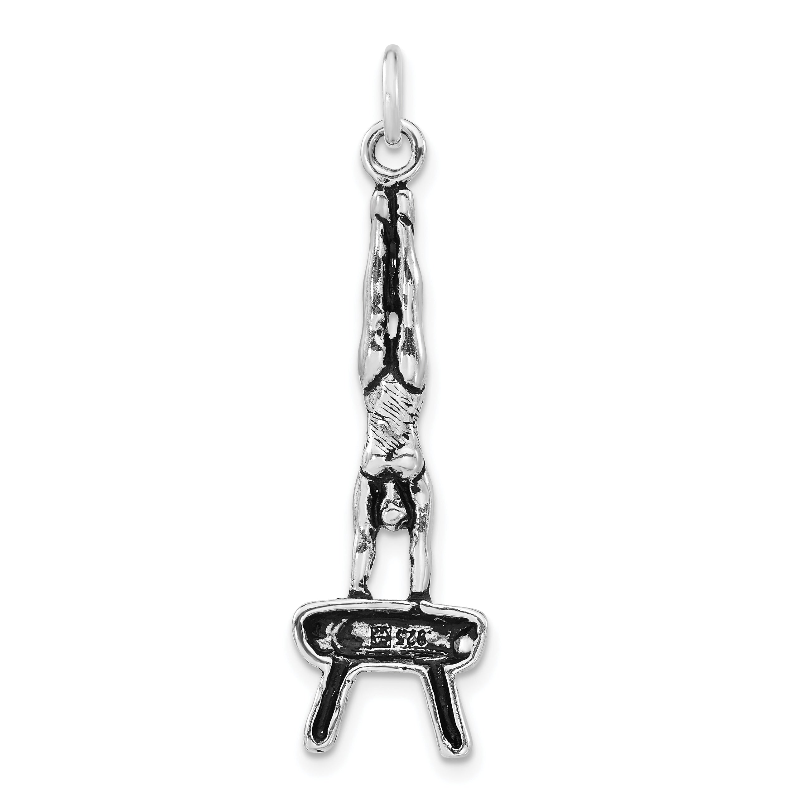 Sterling Silver Polished & Antiqued Gymnasts Charm